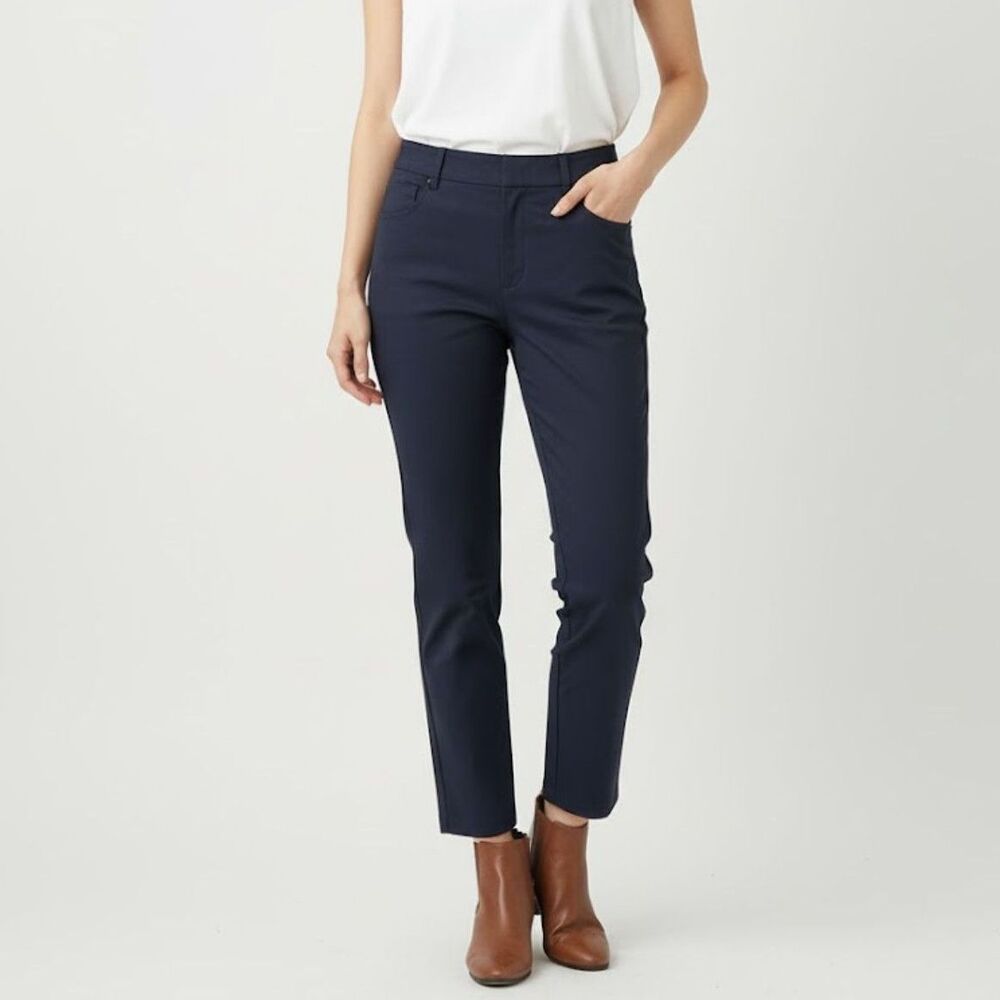 FRNCH Paris Navy Straight Leg Ankle Cropped Size Small NWT